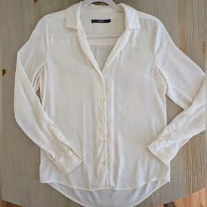 Classic White Button-Up Blouse by Express